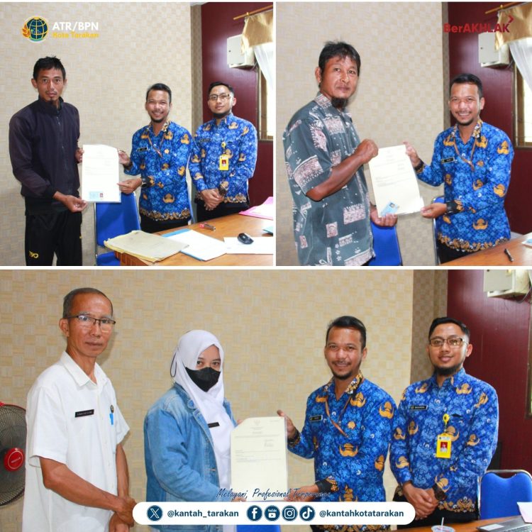 Kantor Pertanahan Tarakan Serahkan Sertipikat PTSL 2025 Milik Warga Kampung I Skip