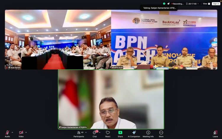 Buka Rakerda Kanwil BPN Provinsi Aceh Sekjen ATR/BPN Ingatkan Capaian Kinerja Tak Sekadar Angka