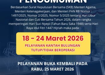 Libur Nyepi dan Idulfitri 1447 H, Kantah Bulungan Tutup Sementara Pelayanan