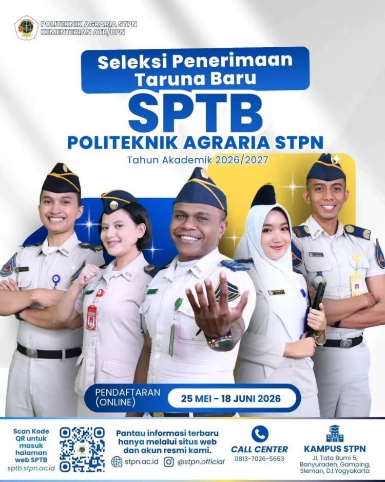 Politeknik Agraria STPN Buka Seleksi Penerimaan Taruna Baru Tahun Akademik 2026/2027