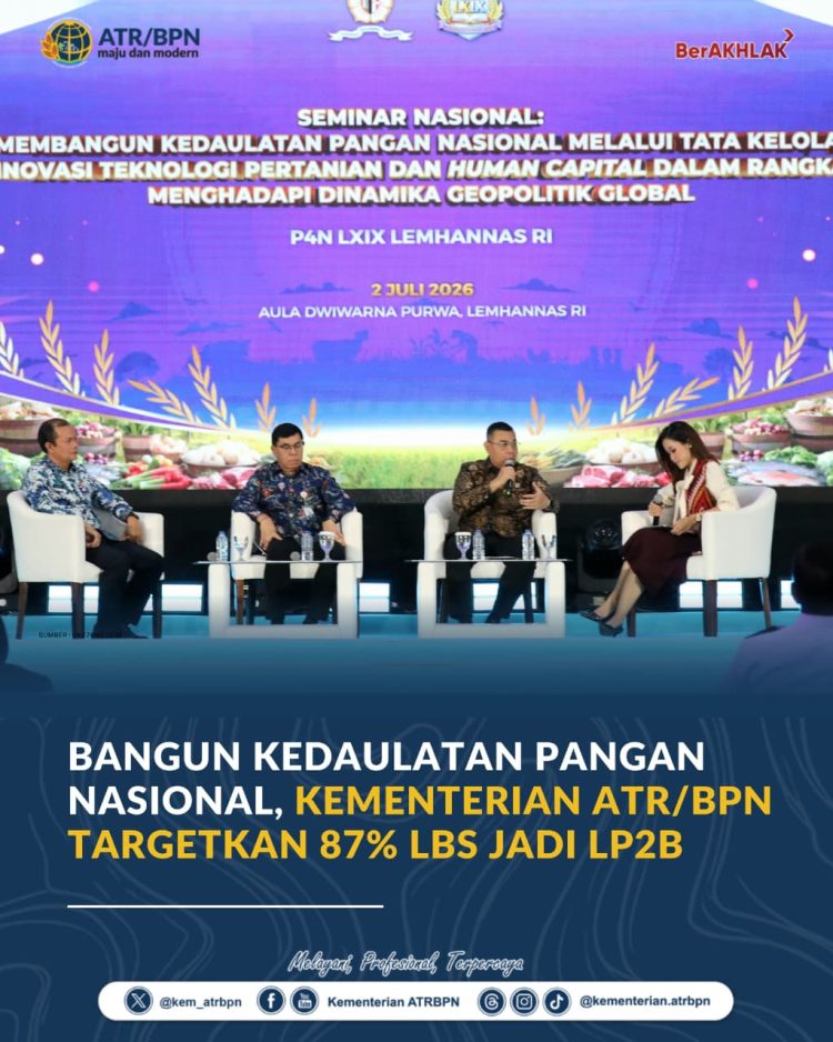 Wamen ATR/BPN Dorong Percepatan Penetapan LP2B, Target 87 Persen Lahan Baku Sawah Terlindungi pada 2029