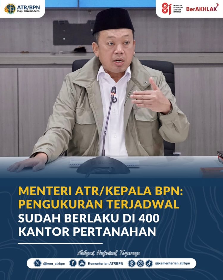 Menteri ATR/BPN: Pengukuran Terjadwal Kini Berlaku di 400 Kantor Pertanahan